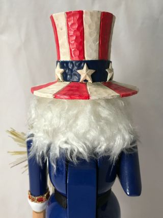 Vintage BRN Uncle Sam Patriotic Nutcracker w/Flag & Sparkler 12.  5”H 4th Of July 6