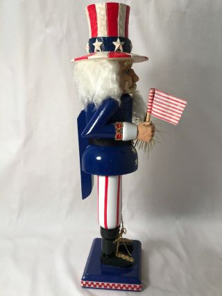 Vintage BRN Uncle Sam Patriotic Nutcracker w/Flag & Sparkler 12.  5”H 4th Of July 7