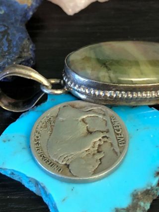 vintage Native American Sea ocean Sediment Jasper sterling Silver Pendant 10 G 5