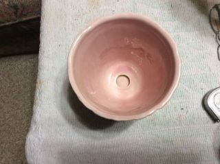 Vintage Brush McCoy Art Pottery Pink Bamboo Planter Pot w/Attached Saucer 5 1/4” 3
