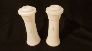 Vintage Tupperware White Salt & Pepper Shakers Large Hourglass 6 " Tall 718