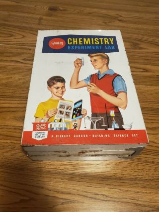 Vintage Gilbert Chemistry Experiment Lab Set In Metal Case Science Instructions
