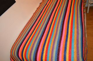 Vintage Handmade Crochet Multi Colored Afghan Throw /blanket 52 X 74