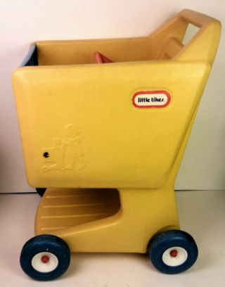 Vintage Little Tikes Shopping Cart Yellow Red & Blue Play Baby Seat
