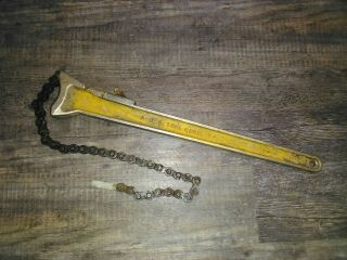 Vintage A - O.  K.  Tool Corp.  24 Chain Pipe Wrench 21 " Long Alda.  Nebr.  Pat 3505914