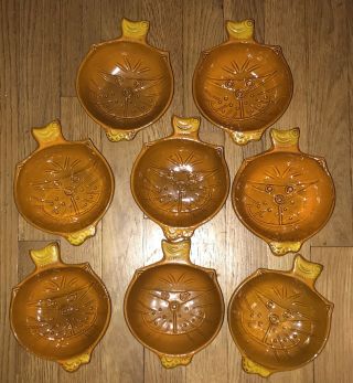 Vintage People Lovers - B Welsh - Pacific Stoneware Inc.  Set Of 8 Orange Cat Dishes