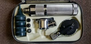 Vintage Welch Allyn Otoscope Set W/ Case.  Made In Usa,  Stainless Steel.  Medical