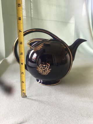 Vintage Hall Blue With Gold Flower Teapot