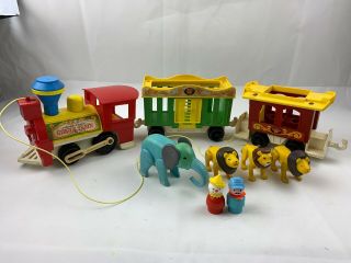 Vintage Fisher Price Little People Circus Train Lions Elephant Clown (fp 54)
