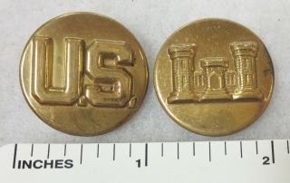 Ww2 Vintage Us Army Engineers Corps Em Collar Brass Disk Set