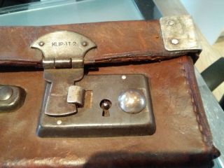Vintage leather tool box classic car / mechanics case suit case reinforced 4