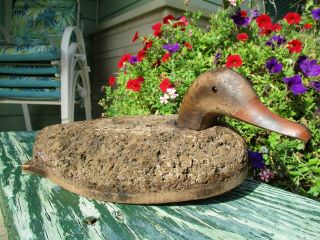 Early Cork Decoy Wood Head Glass Eyes Old Factory Antique Vintage