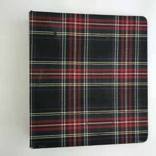 Vintage Plaid Canvas Cloth 3 - Ring Binder Office Supplies Notebook Prop