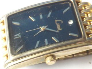 A Vintage Gents Stainless Steel Cased Tank Shape Black Dialled Limit Watch