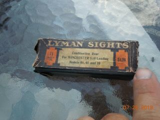 Vintage Lyman Rear Sight Box With 2 Rear Sights And 1 Front Sight