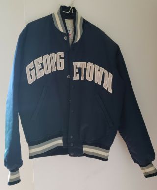 Georgetown Hoyas Satin Starter Jacket Vintage Navy/white Mens Size Medium