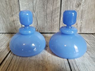 65 Vintage French Art Deco Blue Opaque Glass Murano Bottle Decanter Stopper