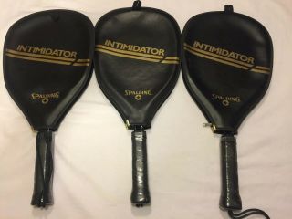 Vtg Spalding Intimidator Racquetball Racquet W/cover 3 7/8 Grip