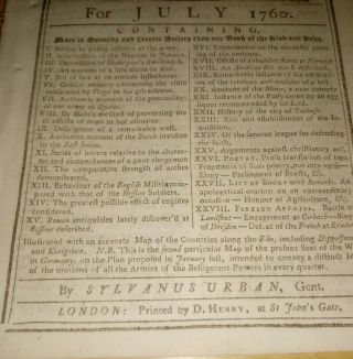 July 1760 Gentleman ' s Mag,  Jamaica Insurrection,  Cherokees Defeated SC,  Quebec 5