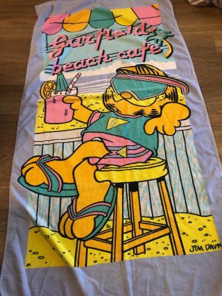 Vintage Garfield’s Beach Cafe Novelty Towel Jo Franco Jim Davis Swim Lounge