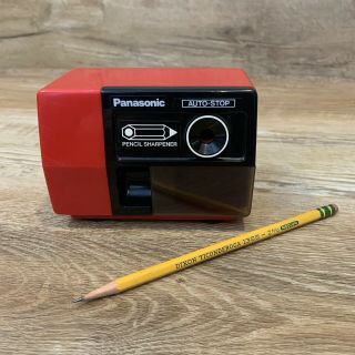 Panasonic Kp - 123 Vintage Red Electric Pencil Sharpener Auto - Stop Suction Feet