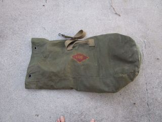Vintage Old U.  S.  Navy Green Canvas Duffel Marine Sea Bag Identified 105 Unit