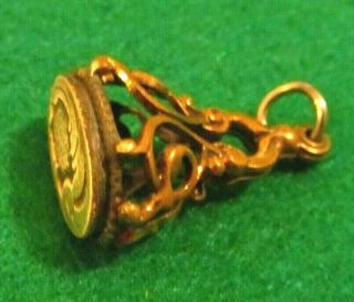 Victorian Vintage Etruscan Puffy Gold Charm Pendant Fob -