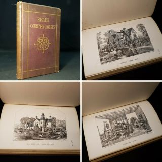 1875 English Country Houses Illustrations Plates Plans Furniture Wilkinson