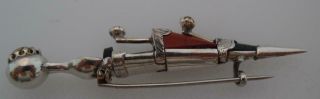 Vintage Scottish Sterling Silver Agate Citrine Dirk Dagger Kilt Pin/Brooch (F33 4