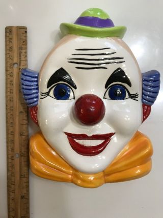 Delta Co.  Vtg Red Nose Clown Head Music Box: Ceramic,  Circus,  Wall Hanging Japan