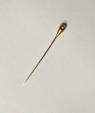 Vintage 14k Solid Gold Pearl Moderne Stick Pin,  1g - Everything Starts @.  88