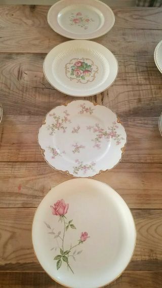 4 Vtg Mismatched China Dinner Plates 10 - 1/8 " - 10 - 1/2 " Wedding Shower Florals