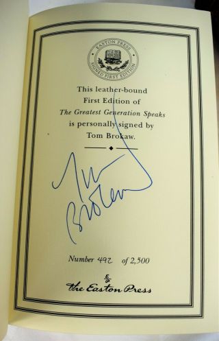 The Greatest Generation SET Tom Brokaw SIGNED Leather Bound Easton Press 4