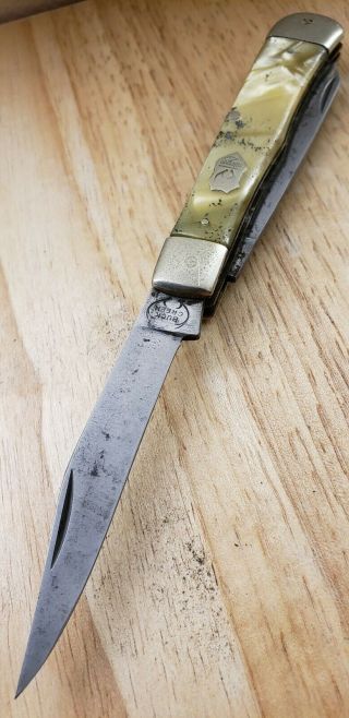 Vintage Buck Creek Knife/ Celluloid Handle Trapper Pocket Knife/ Germany