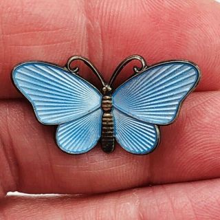 Vintage Sterling Norway Ivar Holth Signed Light Blue Enamel Butterfly Brooch
