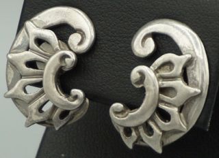 Vtg Taxco Sterling Silver Screw Back Earrings Gorgeous 326