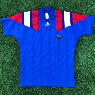Vtg 90s Adidas Equipment France 1992 World Cup National Soccer/football Jersey L