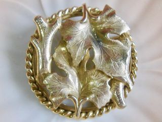 Vintage Whiting & Davis Style Chunky Round Leaf And Branch Pin Brooch Pendant