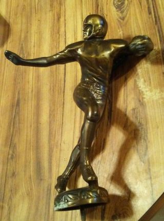 Vtg 1967 Bronze Football Player Trophy Finial Topper Kaag Statue Patina Offer?