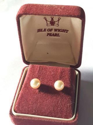 Vintage 9ct Gold Isle Of Wight Cultured Pearl Earrings