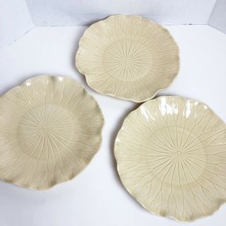 Set Of 3 Dinner Plates Lotus Sand By Metlox - Poppytrail - Vernon 11” Usa Vtg