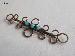 Vintage Native American Jewelry Sterling Silver Turquoise Stone Pin Brooch Cute