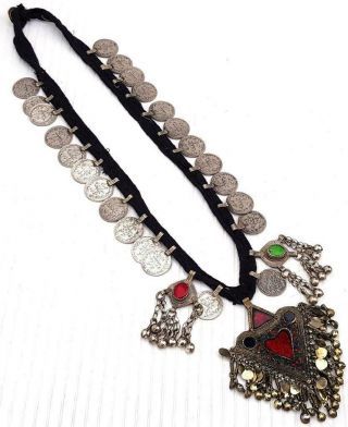 Handmade Vintage Afghan Old Boho Metal Beads Banjara Tribal Gypsy Coin Necklace