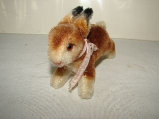 SMALL VINTAGE STEIFF GERMANY MOHAIR RABBIT BUNNY 5 INCH LONG BUTTON IN EAR 3