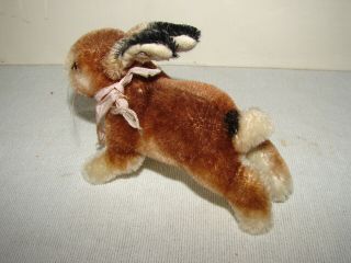 SMALL VINTAGE STEIFF GERMANY MOHAIR RABBIT BUNNY 5 INCH LONG BUTTON IN EAR 4