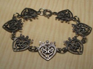 Vintage C.  A.  J Iona Scotland Sterling Silver Jewelry Luckenbooth Heart Bracelet