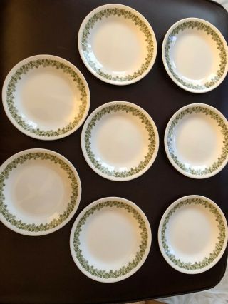 Vintage Corelle Livingware Set Of 8 Crazy Daisy Green 6 3/4 " Dessert Plates