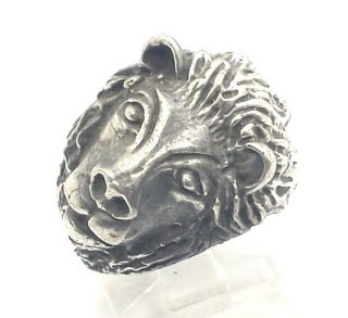 Vintage Lion Head Dome Design Band Sterling Silver 925 Ring 15g Sz8 M4280