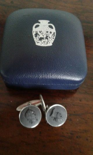 Vintage 1975 Wedgwood Sterling Silver Cuff Links Caesar Head