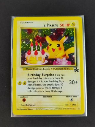 Vintage Pokemon Card Black Star Promo Holo Birthday Pikachu 24 Ex/nm